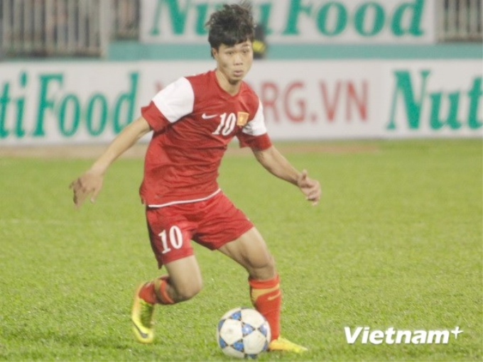 Công Phượng ghi một bàn trong thắng lợi 4-0 của U19 Việt Nam. (Ảnh: Minh Chiến/Vietnam+)